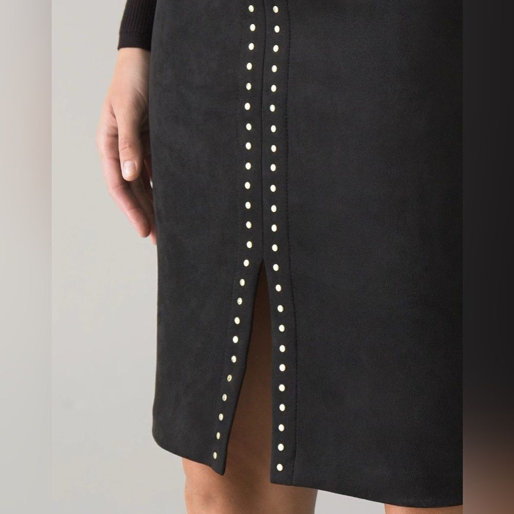 White House Black Market Faux Suede Studded Pencil Skirt - Picture 3 of 16